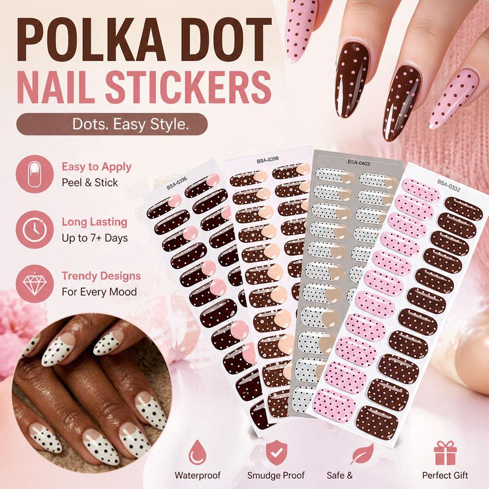 Full Cover Adhesive - Polka Dot Gel Nagelstrips Volledige dekking