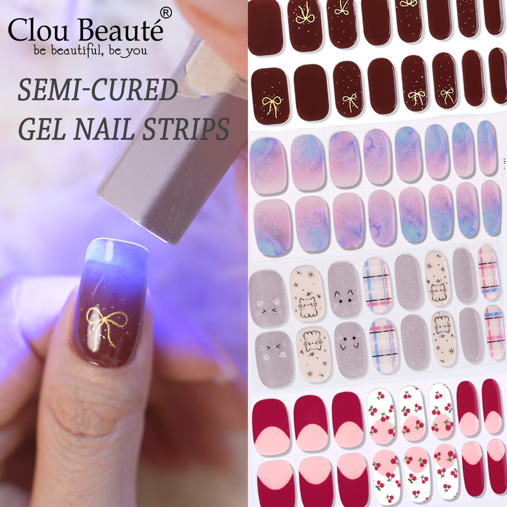 Full Cover Adhesive - Semi-gecureerde gel nagelstrips 16 tips zelfklevende